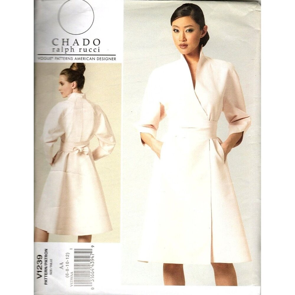 Vogue V1239 Misses 6 to 12 Chado Ralph Rucci Dress and Belt UNCUT Sewing Pattern
